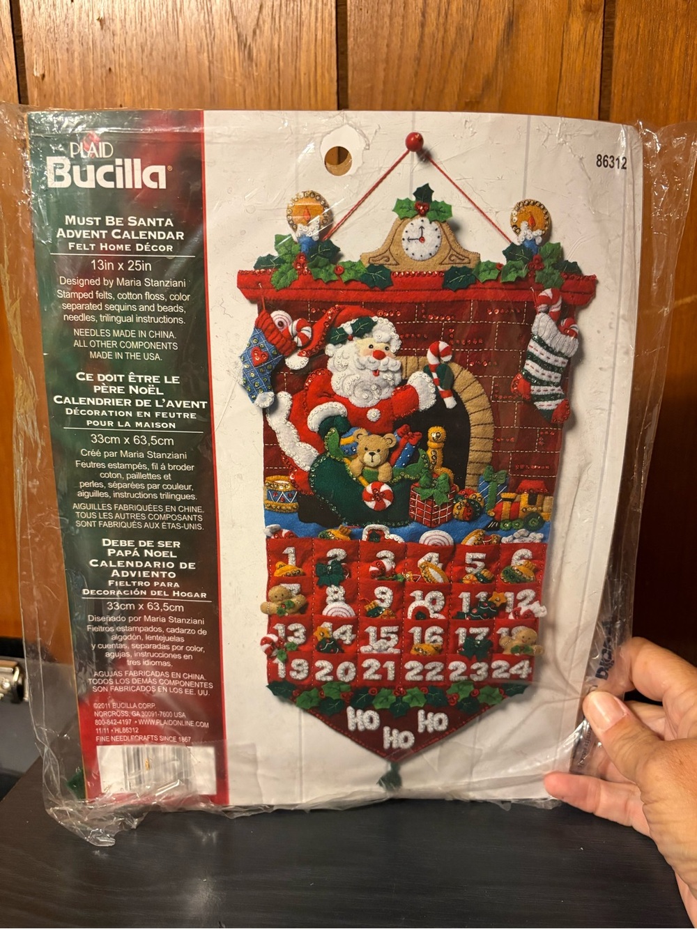 Bucilla Red and Green Must Be Santa Felt Advent Calendar